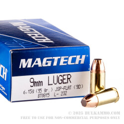 50 Rounds of 9mm Ammo by Magtech - 95gr JSP