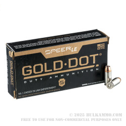 50 Rounds of .40 S&W Ammo by Speer Gold Dot- 180gr JHP