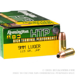 50 Rounds of 9mm Ammo by Remington HTP - 115gr JHP