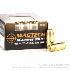 1000 Rounds of .45 ACP +P Ammo by Magtech Guardian Gold - 230gr JHP