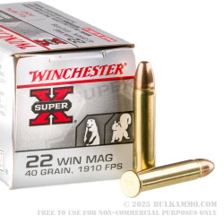 250 Rounds of .22 WMR Ammo by Winchester Super-X - 40gr FMJ