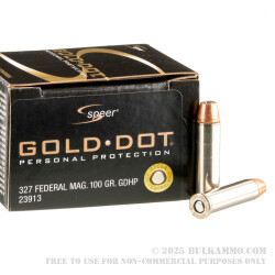 20 Rounds of .327 Federal Mag Ammo by Speer - 100gr JHP