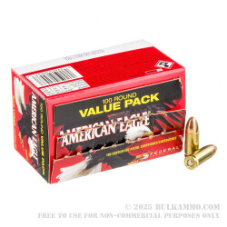 100 Rounds of 9mm Ammo by Federal American Eagle - 115gr FMJ