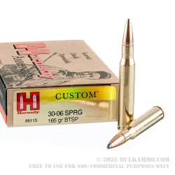 20 Rounds of 30-06 Springfield Ammo by Hornady - 165gr SPBT