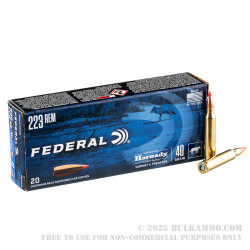 20 Rounds of .223 Ammo by Federal Varmint & Predator - 40gr V-MAX