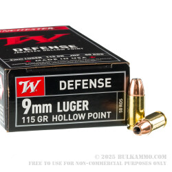 50 Rounds of 9mm Ammo by Winchester USA - 115gr JHP