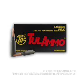 20 Rounds of 5.45x39mm Ammo by Tula - 60gr HP