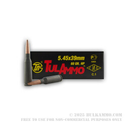 20 Rounds of 5.45x39mm Ammo by Tula - 60gr HP