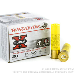 25 Rounds of 20ga Ammo by Winchester - 7/8 ounce #4 Shot (Steel)