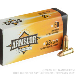 50 Rounds of .38 Super Ammo by Armscor - 125gr FMJ