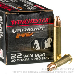 2000 Rounds of .22 WMR Ammo by Winchester Varmint HV - 30gr JHP