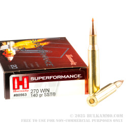 20 Rounds of .270 Win Ammo by Hornady Superformance - 140gr SST