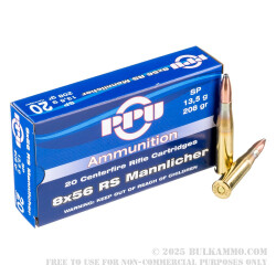 500 Rounds of 8x56 Mannlicher Ammo by Prvi Partizan - 208gr SP