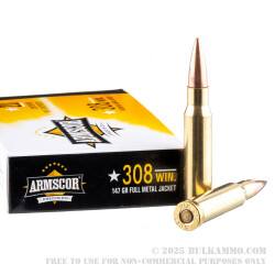 20 Rounds of .308 Win Ammo by Armscor - 147gr FMJ