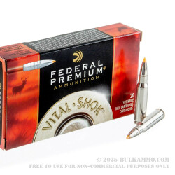 20 Rounds of .308 Win Ammo by Federal Vital-Shok - 180gr Trophy Bonded Tip