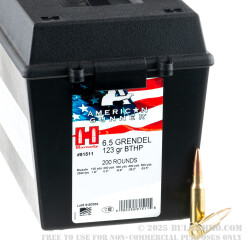 200 Rounds of 6.5 Grendel Ammo by Hornady American Gunner in Field Box - 123gr BTHP