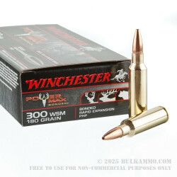 20 Rounds of .300 Win Short Mag Ammo by Winchester Power Max Bonded- 180gr HP