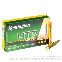 20 Rounds of 30-06 Springfield Ammo by Remington HTP Copper - 168gr TSX