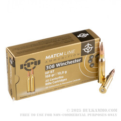 20 Rounds of .308 Win Ammo by Prvi Partizan - 168gr HPBT