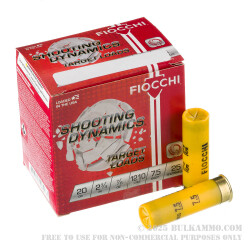 250 Rounds of 20ga Ammo by Fiocchi - 7/8 ounce #7 1/2 shot