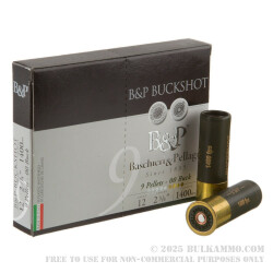 10 Rounds of 12ga Ammo by Baschieri & Pellagri - 2-3/4" 1 1/5 ounce 00 Buck