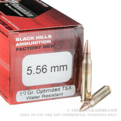 500 Rounds of 5.56x45 Ammo by Black Hills Ammunition - 50gr TSX