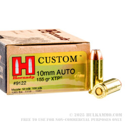 200 Rounds of 10mm Ammo by Hornady Custom - 155gr JHP