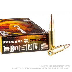 20 Rounds of 7mm-08 Ammo by Federal - 140gr Fusion