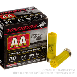 25 Rounds of 20ga 2-3/4" Ammo by Winchester AA Low Recoil Target - 7/8 ounce #8 shot