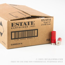 250 Rounds of 12ga Ammo by Estate Cartridge - 1 1/8 ounce #8 Shot