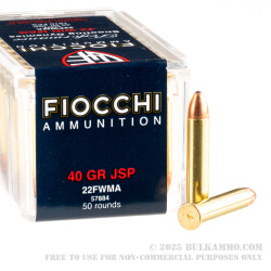 500 Rounds of .22 WMR Ammo by Fiocchi - 40gr JSP