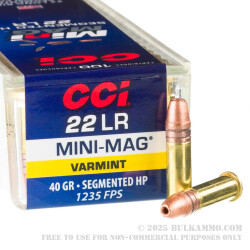 5000 Rounds of .22 LR Ammo by CCI Mini-Mag - 40gr SHP