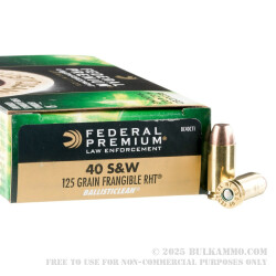 1000 Rounds of .40 S&W Ammo by Federal BallistiClean RHT - 125gr Frangible