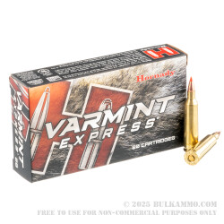 20 Rounds of .22-250 Rem Ammo by Hornady Varmint Express - 55gr V-MAX