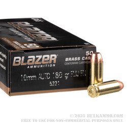 50 Rounds of 10mm Ammo by Blazer Brass - 180gr FMJ