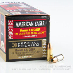 120 Rounds of 9mm Ammo by Federal Combo Pack - 124gr FMJ / 124 gr JHP