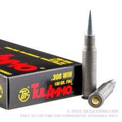 500 Rounds of .308 Win Ammo by Tula - 150gr FMJ