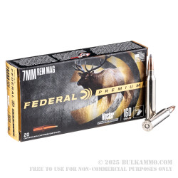 20 Rounds of 7mm Rem Mag Ammo by Federal Premium - 160gr Nosler Partition