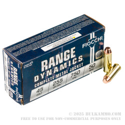 500 Rounds of .45 Long-Colt Ammo by Fiocchi - 255gr CMJ