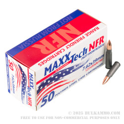 50 Rounds of 7.62x39 Ammo by MAXX Tech NFR - 123gr FMJ