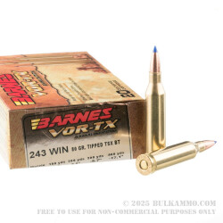 20 Rounds of .243 Win Ammo by Barnes - 80gr TTSX