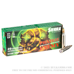 200 Rounds of .223 Ammo by Sierra Prairie Enemy - 55gr BlitzKing