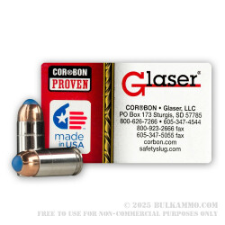 20 Rounds of 9mm + P Ammo by Glaser Safety Slug - 80gr Pre-Fragmented HP