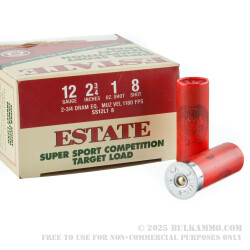 250 Rounds of 12ga Ammo by Estate Cartridge - 1 ounce #8 shot