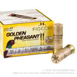 25 Rounds of 12ga Ammo by Fiocchi Golden Pheasant - 1 3/4 ounce #5 shot