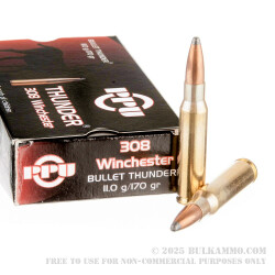 20 Rounds of .308 Win Ammo by Prvi Partizan Thunder - 170gr SP