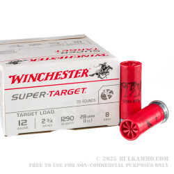 250 Rounds of 12ga Ammo by Winchester Super Target - 1 ounce #8 shot