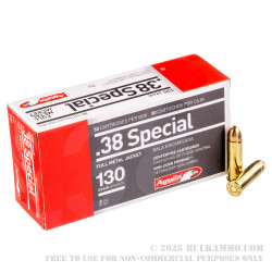 1000 Rounds of .38 Spl Ammo by Aguila - 130gr FMJ