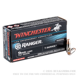 500 Rounds of 9mm Ammo by Winchester Ranger T-Series - 147gr JHP