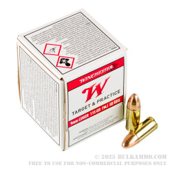 1000 Rounds of 9mm Ammo by Winchester - 115gr FMJ